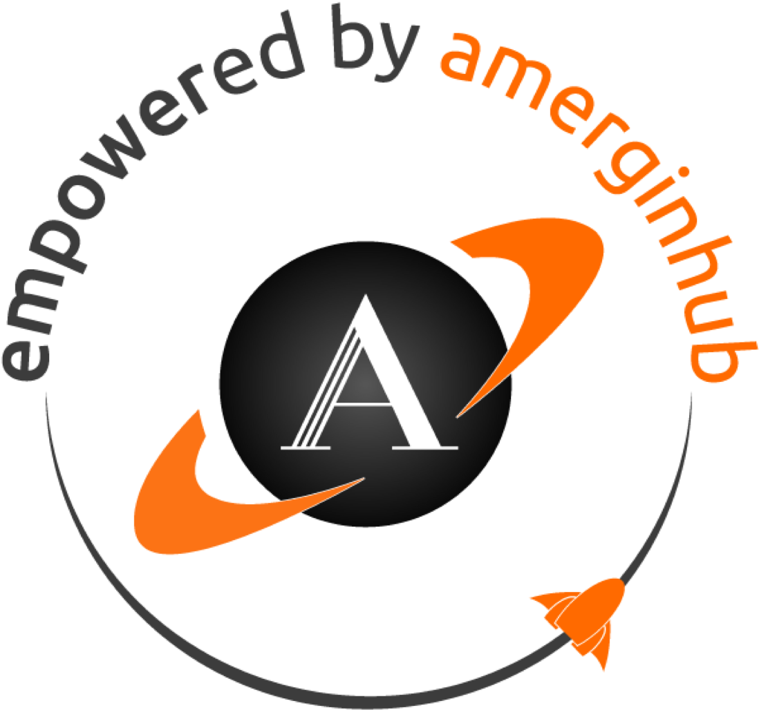 Empowered by Amerginhub Logo, an innovative platform used by our social impact consultants to help NDIS and Aged Care providers maintain compliance